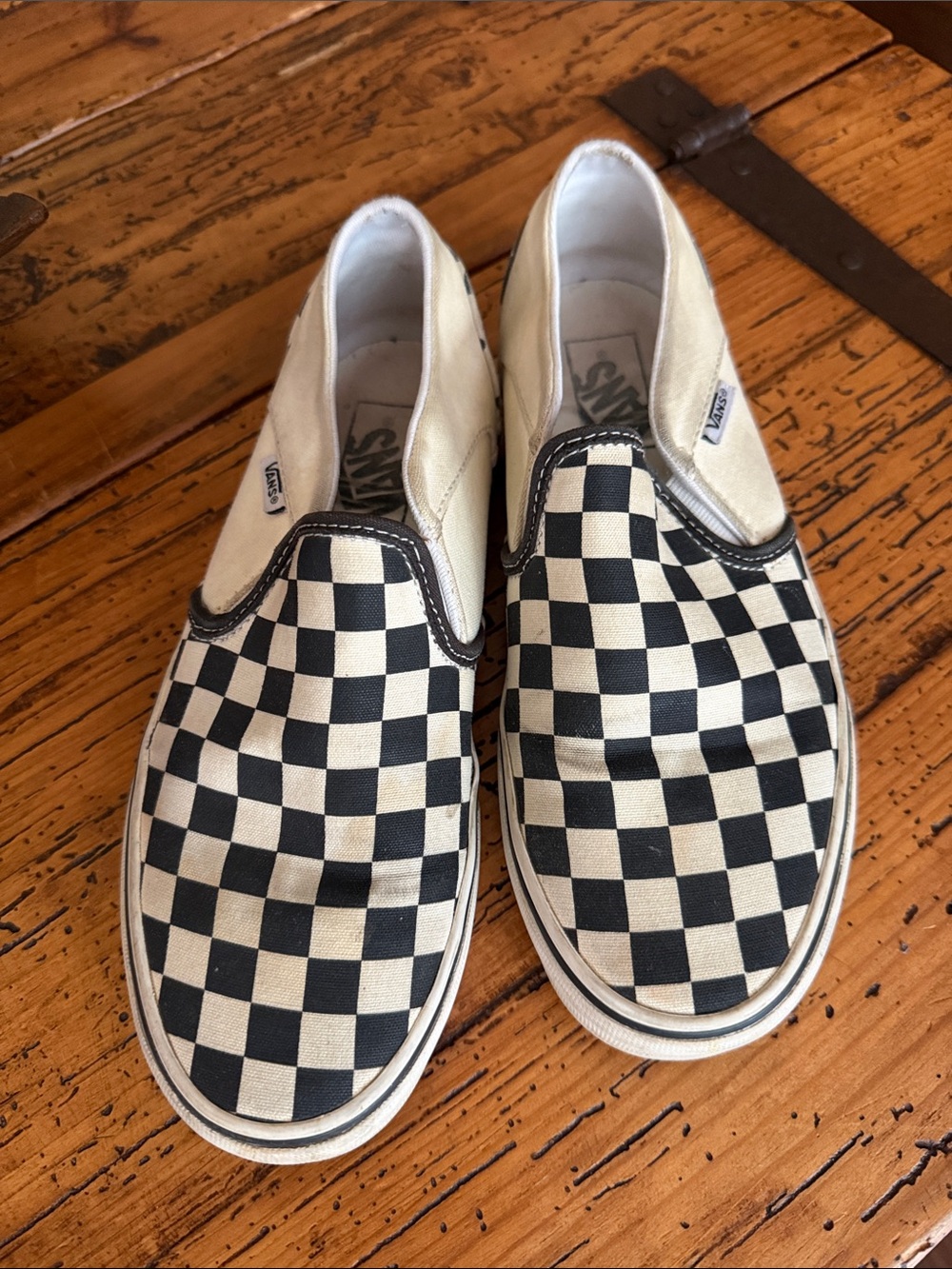 Vans Slip-On Checkerboard Canvas Sneakers - Black & Cream